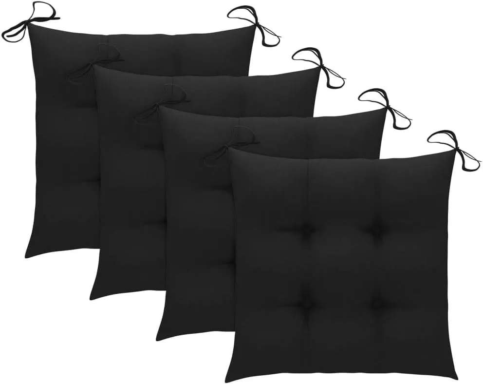 Solid Teak Wood Patio Chairs Set of 4 with Black Cushions, Foldable Outdoor Furniture for Garden Poolside Deck Lawn