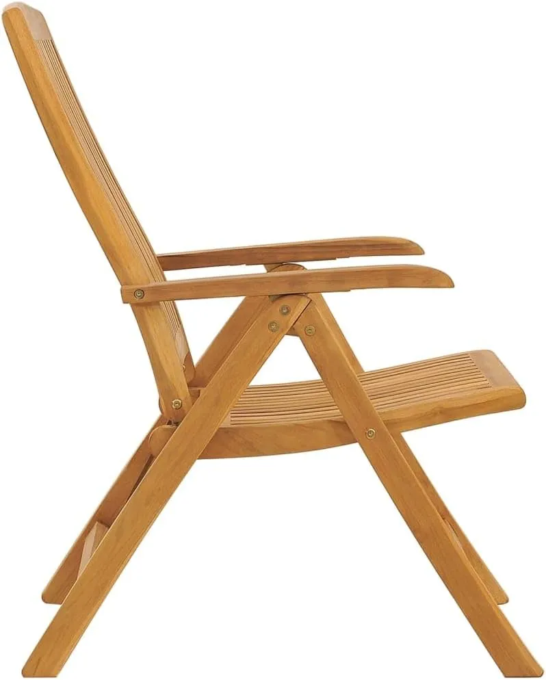 Solid Teak Wood Reclining Patio Chairs with Cushions 4-Piece Set, Adjustable Outdoor Lounge Chairs Foldable Garden Furniture for Poolside Backyard Tanning Reading