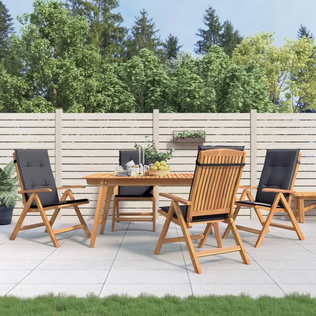 Solid Teak Wood Reclining Patio Chairs with Cushions 4-Piece Set, Adjustable Outdoor Lounge Chairs Foldable Garden Furniture for Poolside Backyard Tanning Reading
