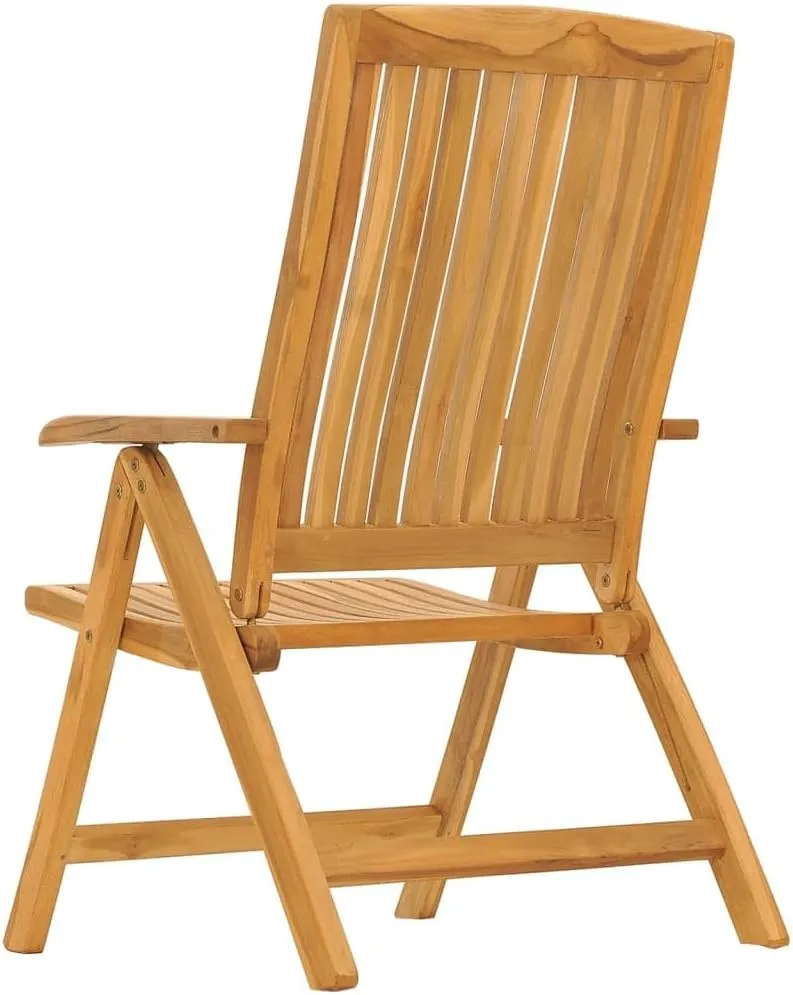 Solid Teak Wood Reclining Patio Chairs with Cushions 4-Piece Set, Adjustable Outdoor Lounge Chairs Foldable Garden Furniture for Poolside Backyard Tanning Reading