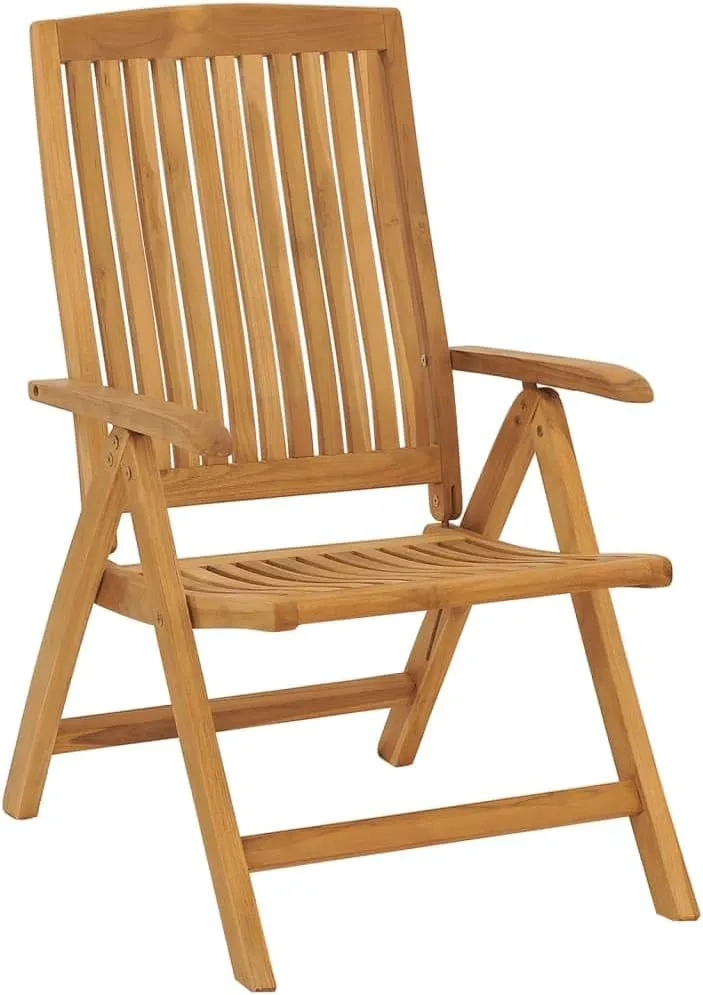 Solid Teak Wood Reclining Patio Chairs with Cushions 4-Piece Set, Adjustable Outdoor Lounge Chairs Foldable Garden Furniture for Poolside Backyard Tanning Reading