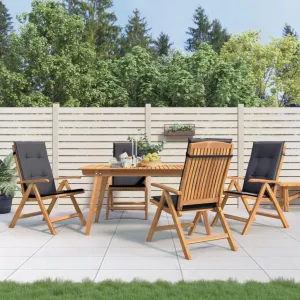 Solid Teak Wood Reclining Patio Chairs with Cushions 4-Piece Set, Adjustable Outdoor Lounge Chairs Foldable Garden Furniture for Poolside Backyard Tanning Reading