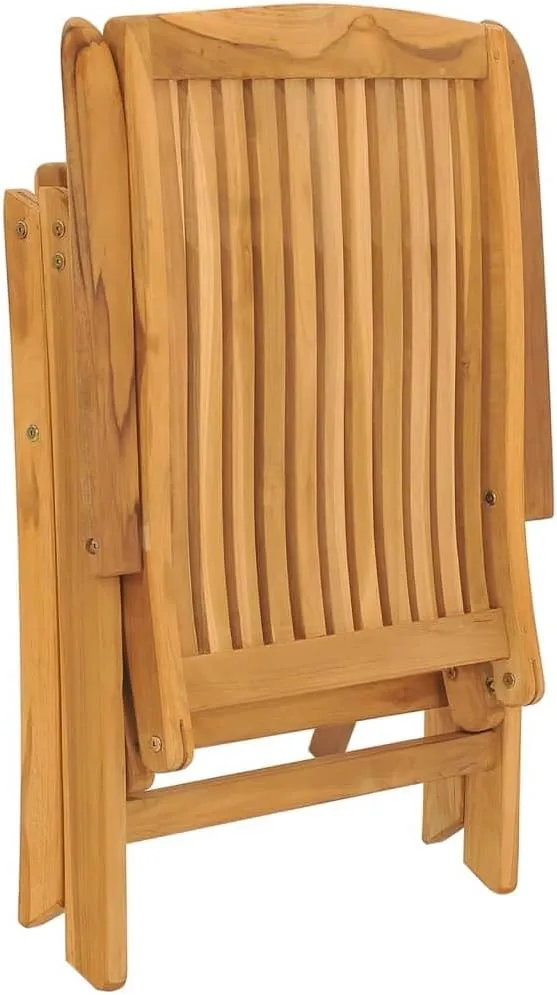 Solid Teak Wood Reclining Patio Chairs with Cushions 4-Piece Set, Adjustable Outdoor Lounge Chairs Foldable Garden Furniture for Poolside Backyard Tanning Reading