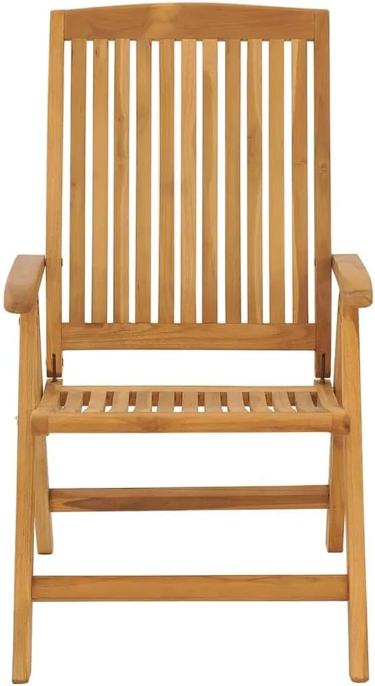Solid Teak Wood Reclining Patio Chairs with Cushions 4-Piece Set, Adjustable Outdoor Lounge Chairs Foldable Garden Furniture for Poolside Backyard Tanning Reading