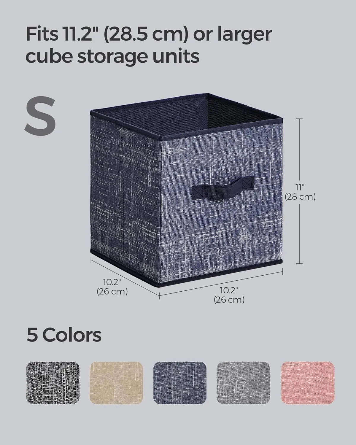 SONGMICS Storage Cubes, 11-Inch Non-Woven Fabric Bins with Double Handles, Set of 8, Closet Organizers for Shelves, Foldable, for Clothes, Misty Blue UROB826I01