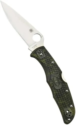 Spyderco Endura 4 Lightweight Signature Knife with 3.80" VG-10 Steel Blade and Zome Green FRN Handle - PlainEdge - C10ZFPGR