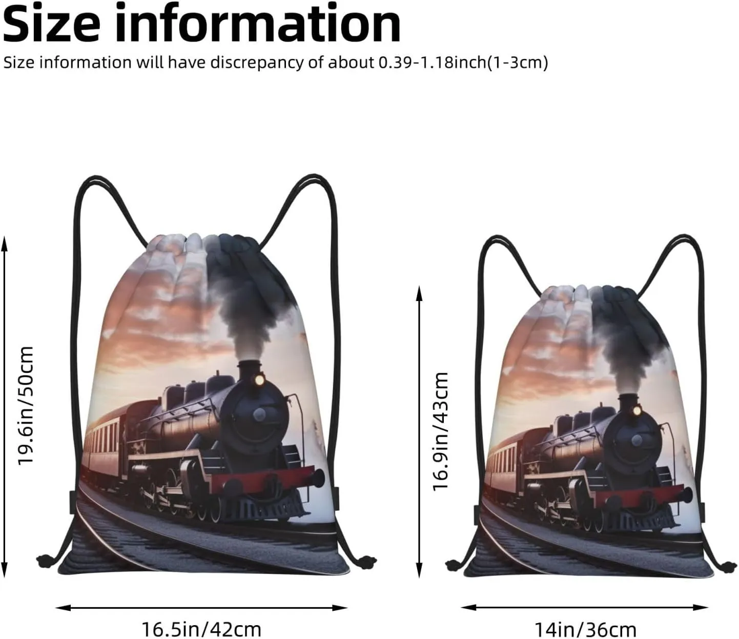 Steam Train Depart Sunset Drawstring Backpack Waterproof String Bag Sports Sackpack Gym Bags for Men Women