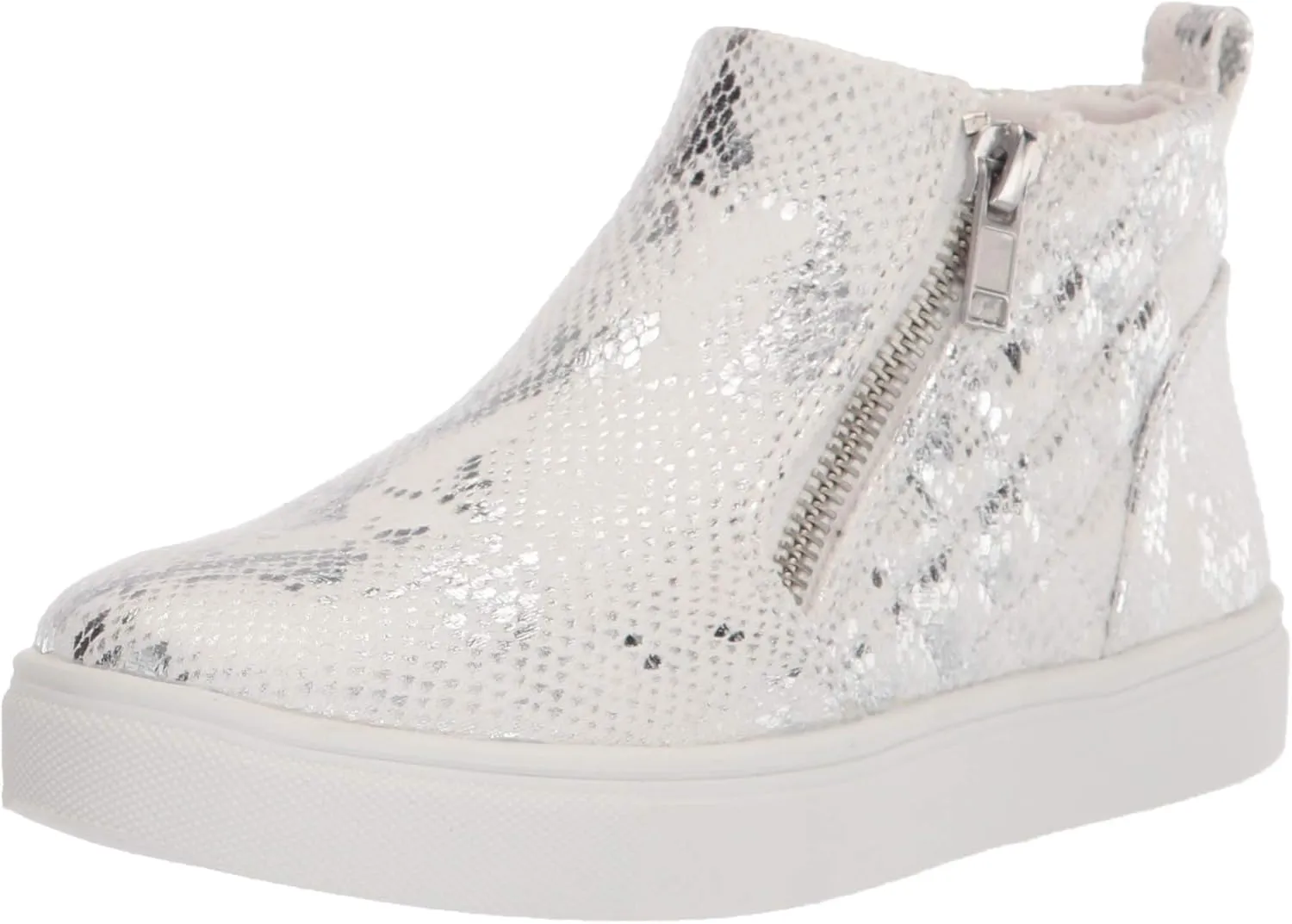 Steve Madden Girls Shoes JREGGIE Sneaker, White/Silver Snake,12 M US