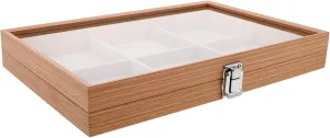 STOBAZA Vintage Jewelry Storage Box Wooden Jewelry Organizer 6 Sections Handwoven Flat Wicker Necklace Holder for Necklaces and Bracelets