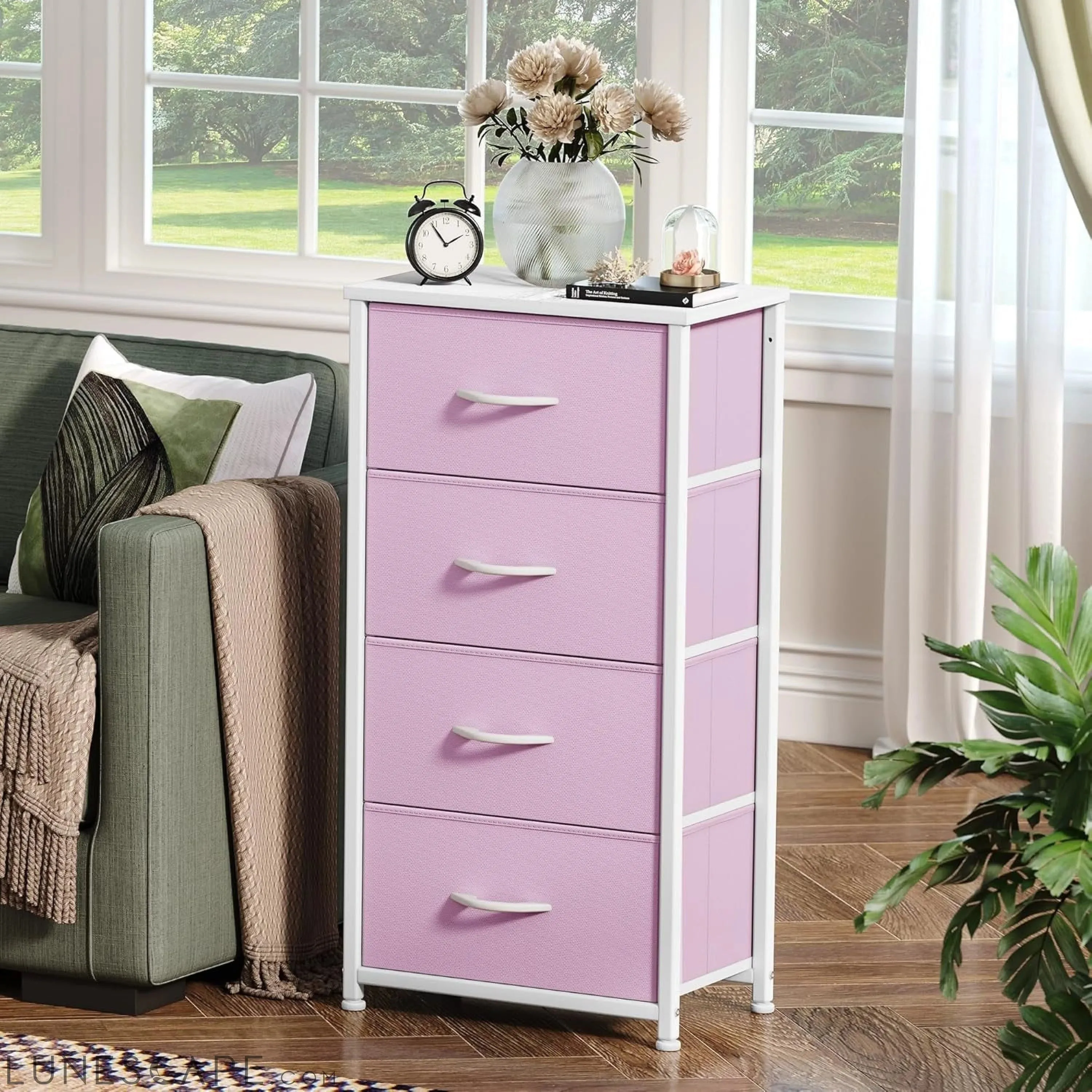 Storage Drawer with 4 Drawers - Fabric Dressers for Kids, Dresser for