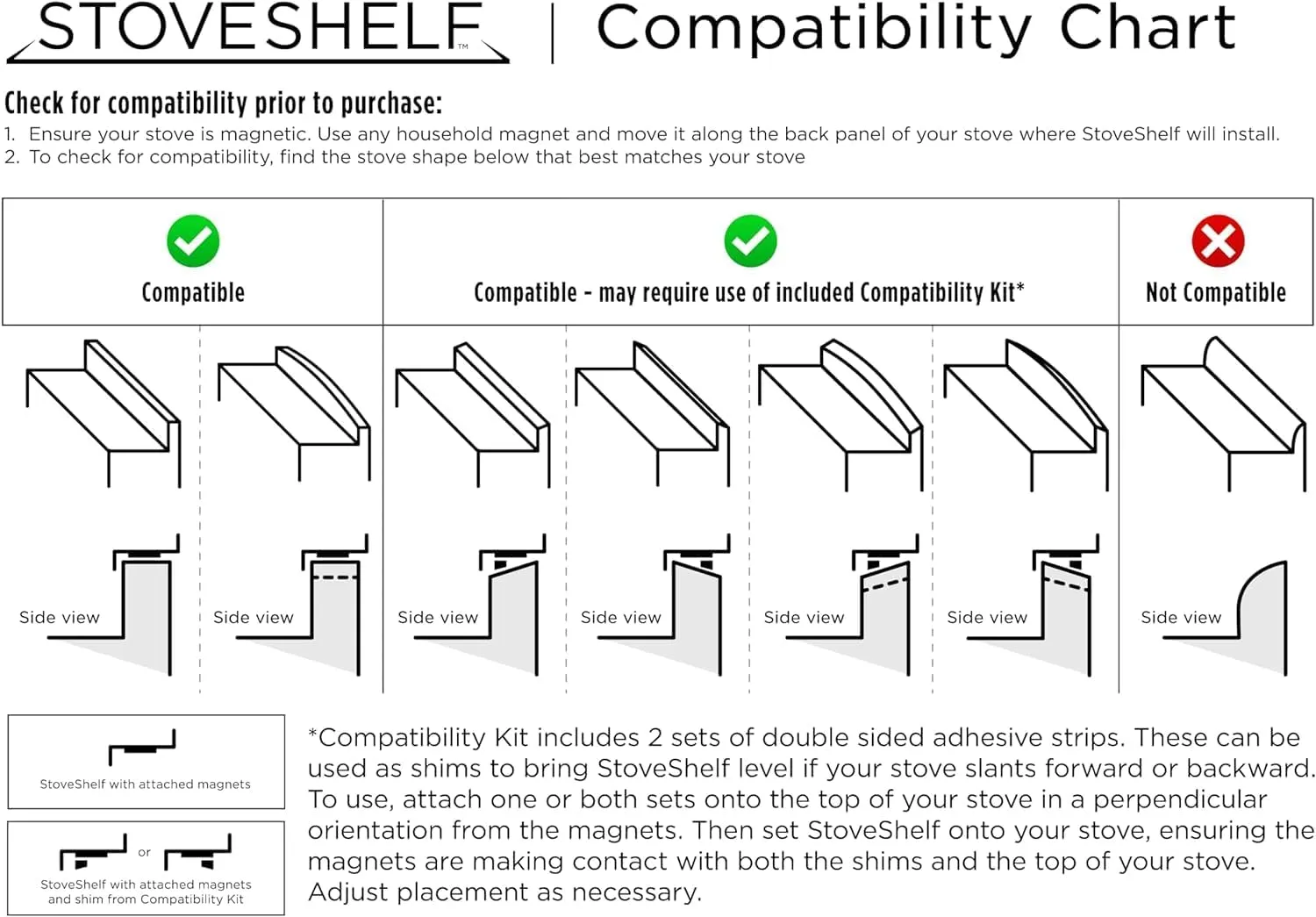 StoveShelf 30" Length White Magnetic Shelf for Kitchen Stove - Kitchen Storage Solution with Zero Installation - Over Stove Spice Rack Organizer