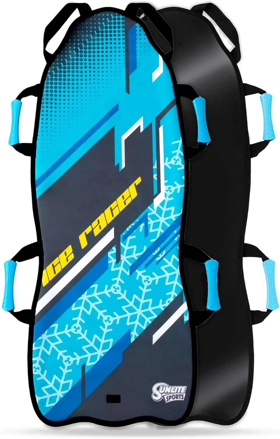 Sunlite Sports 45" Arctic Breeze Ice Racer Foldable Snow Sled, Fits 2 Children or 1 Adult, Ultra Portable, Durable Sturdy Fabric Stitching, Handles with Steering, Kid's Toddler Toboggan Winter Fun