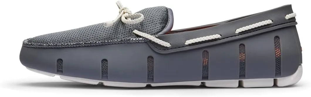 SWIMS Mens Loafers, Braided Lace Shoes for Men, Casual Beach Loafer, Comfortable Summer Shoe, Stylish Lightweight Walking Footwear, Quick Dry Breathable Eco Friendly Footbed (Basalt Grey,7)