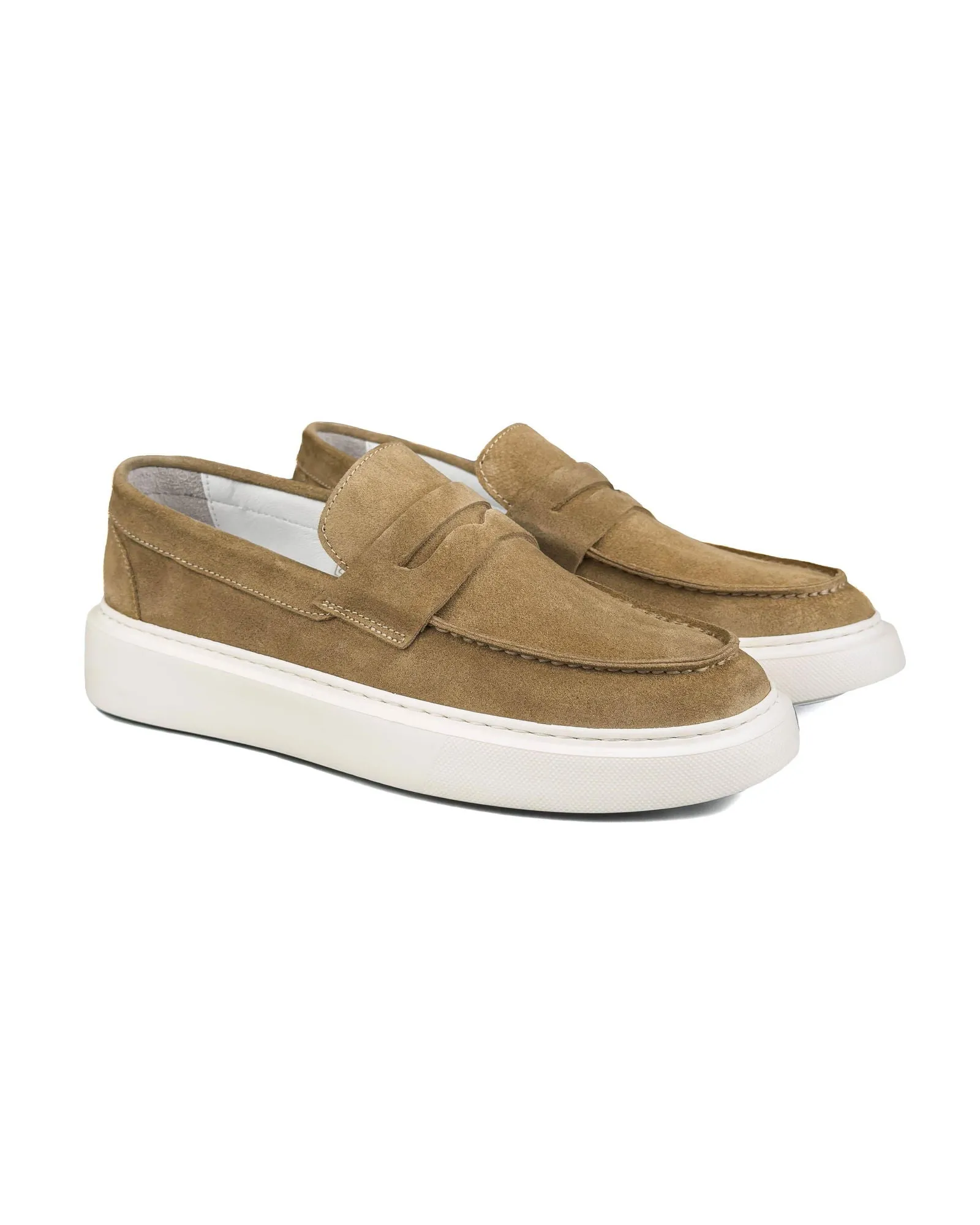 T-Royal Beige Genuine Suede Leather Men's Loafer Shoes