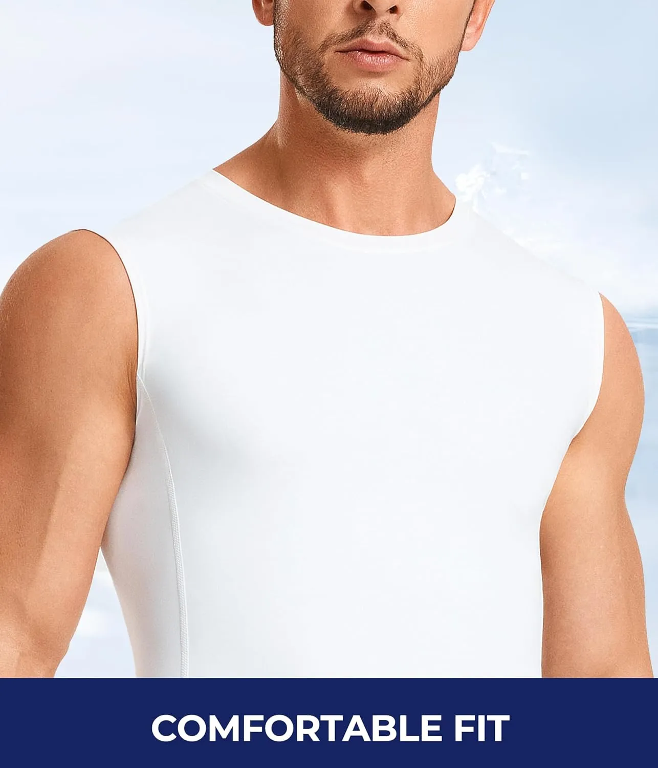 TAILONG 2 Pack Compression Shirt Men - Athletic Base Layer Sleeveless Workout Tank Top Slimming Undershirt
