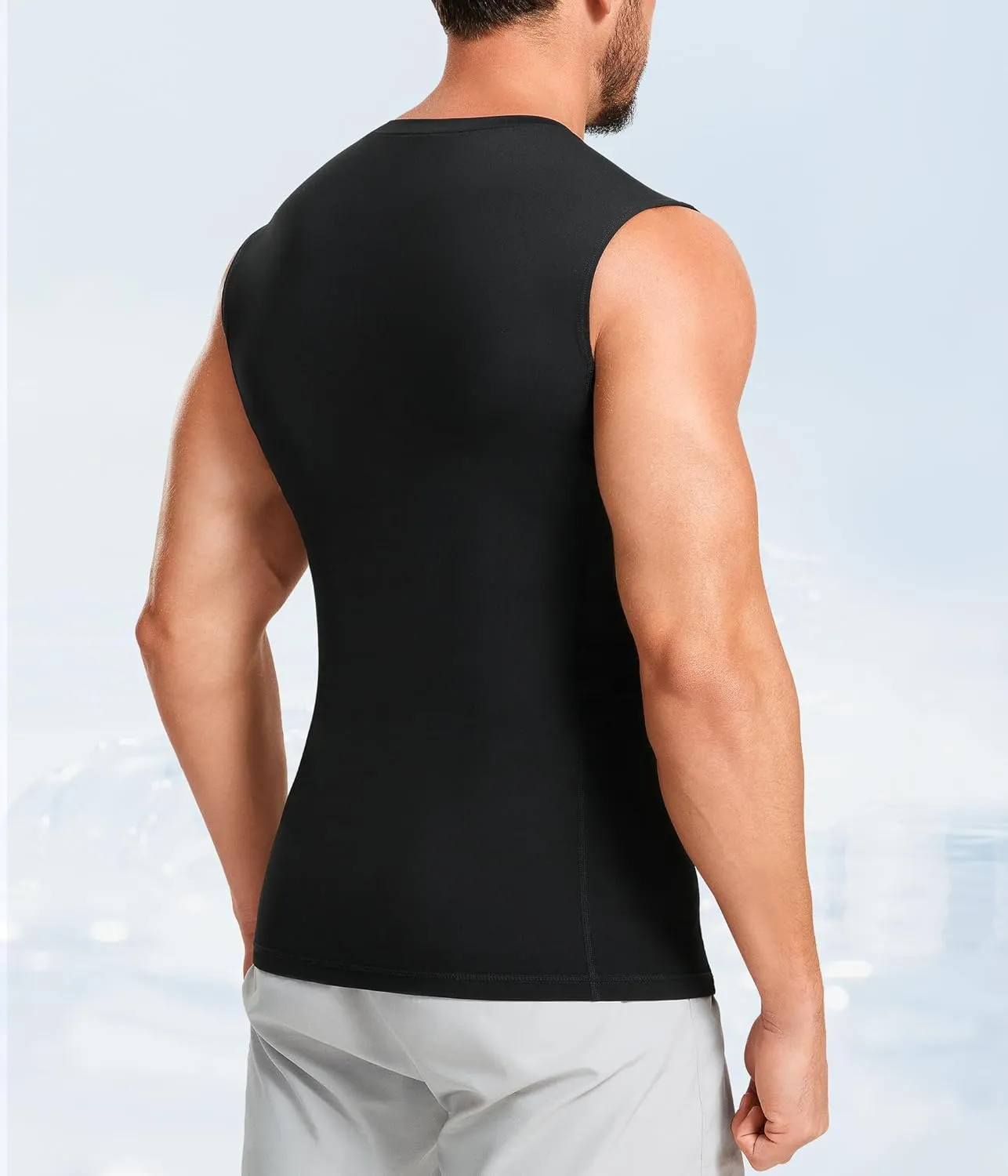 TAILONG 2 Pack Compression Shirt Men - Athletic Base Layer Sleeveless Workout Tank Top Slimming Undershirt