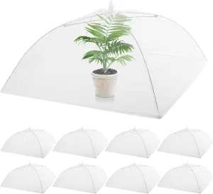 Tanlade 8 Pcs Mesh Plant Cover Protection Tent from Animals Reusable Dome Protect Tent Collapsible Plant Umbrella Netting Food Cover Net for Plants Food Vegetable(24 Inch,White)