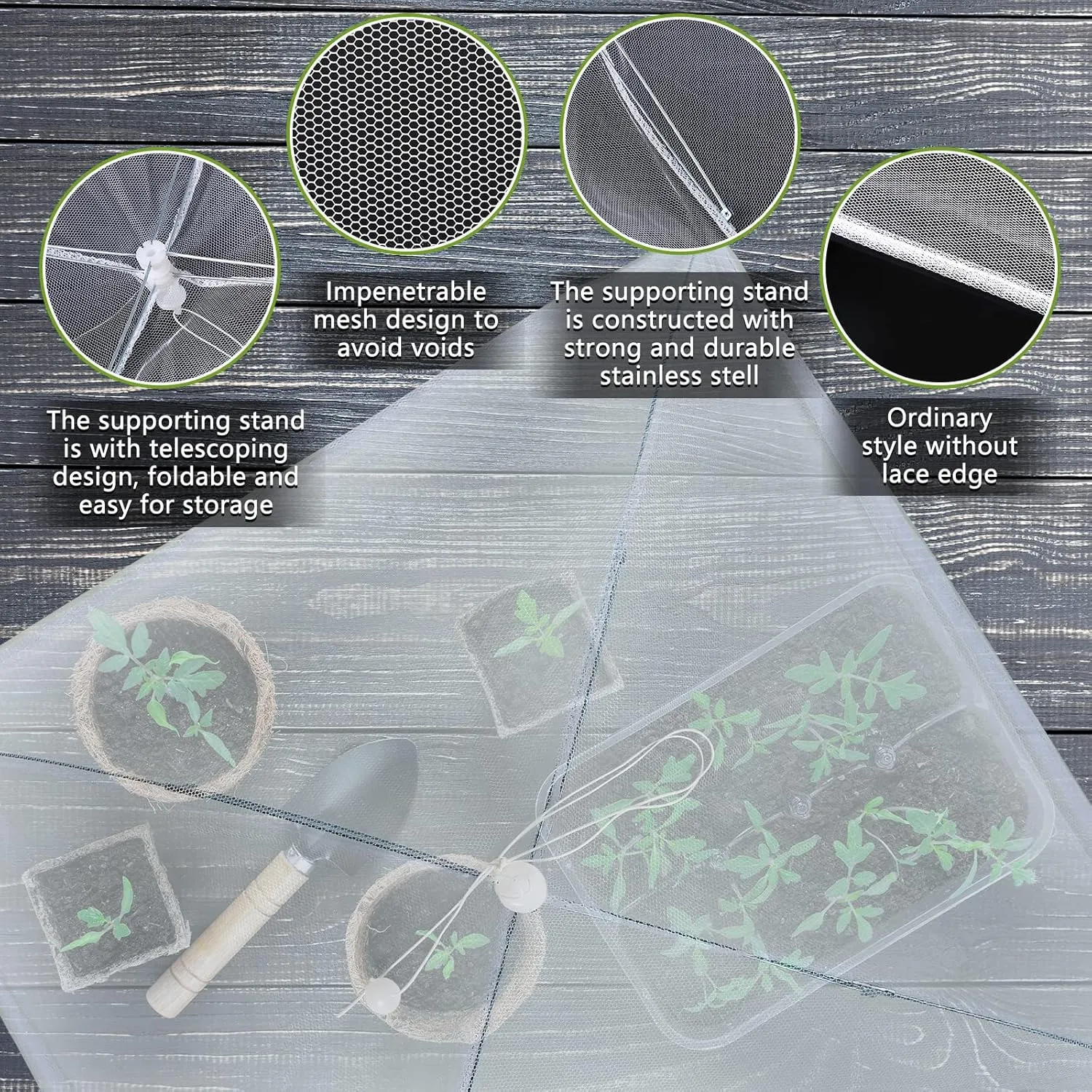 Tanlade 8 Pcs Mesh Plant Cover Protection Tent from Animals Reusable Dome Protect Tent Collapsible Plant Umbrella Netting Food Cover Net for Plants Food Vegetable(24 Inch,White)