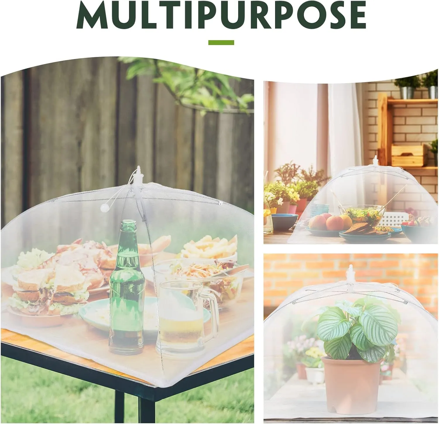 Tanlade 8 Pcs Mesh Plant Cover Protection Tent from Animals Reusable Dome Protect Tent Collapsible Plant Umbrella Netting Food Cover Net for Plants Food Vegetable(24 Inch,White)