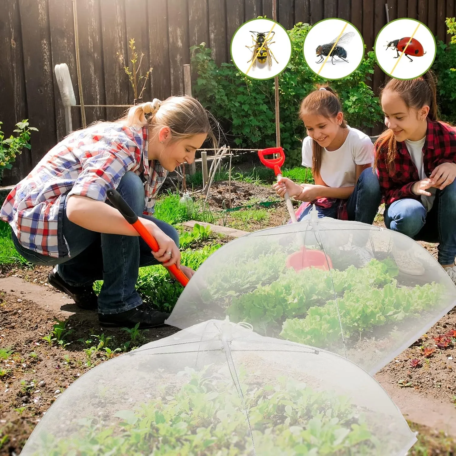 Tanlade 8 Pcs Mesh Plant Cover Protection Tent from Animals Reusable Dome Protect Tent Collapsible Plant Umbrella Netting Food Cover Net for Plants Food Vegetable(24 Inch,White)