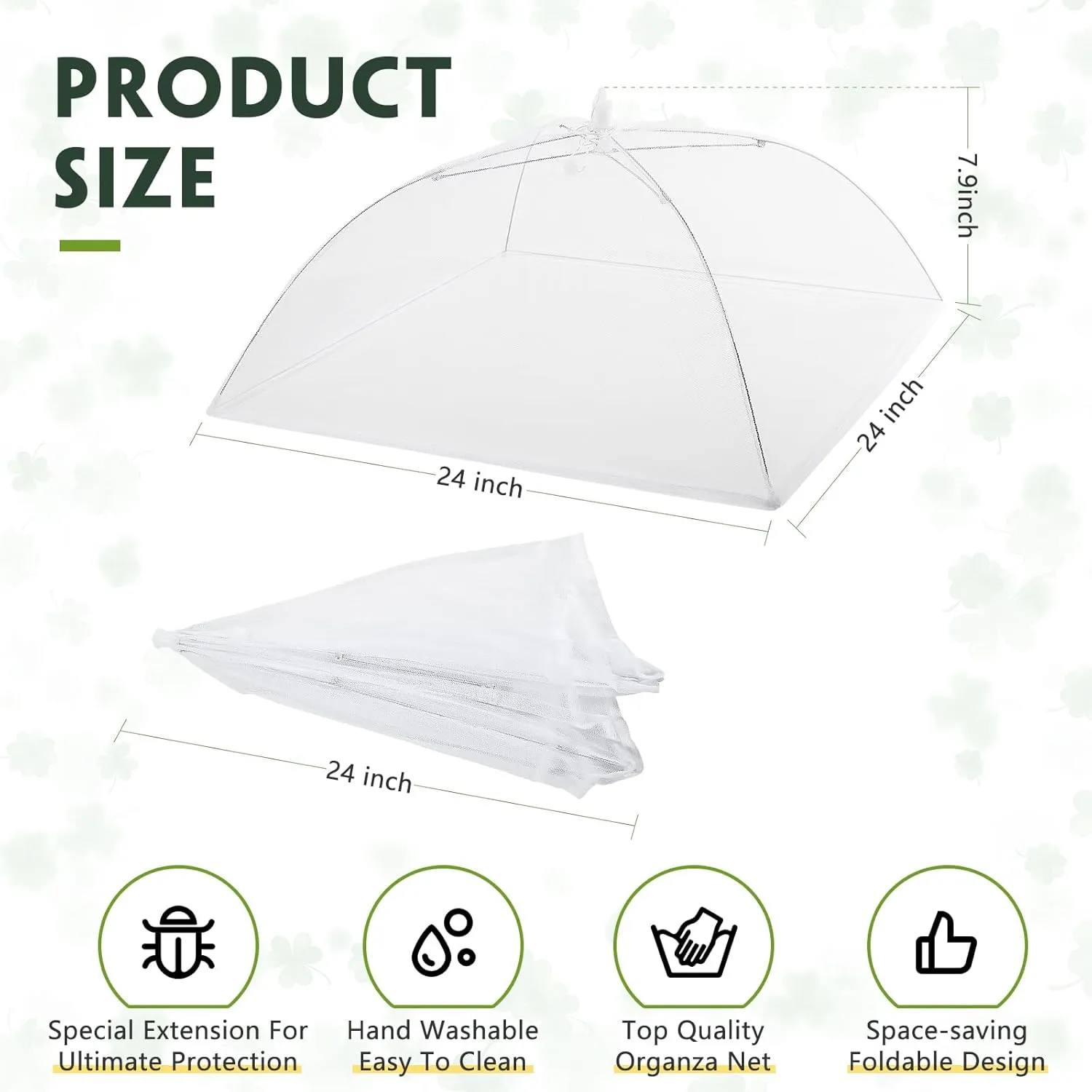 Tanlade 8 Pcs Mesh Plant Cover Protection Tent from Animals Reusable Dome Protect Tent Collapsible Plant Umbrella Netting Food Cover Net for Plants Food Vegetable(24 Inch,White)