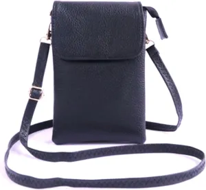 Tapp Collections Leather Small Crossbody Cell Phone Bag Wallet Purse With Adjustable Strap - Black