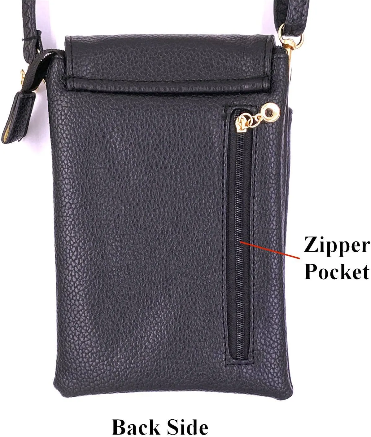 Tapp Collections Leather Small Crossbody Cell Phone Bag Wallet Purse With Adjustable Strap - Black