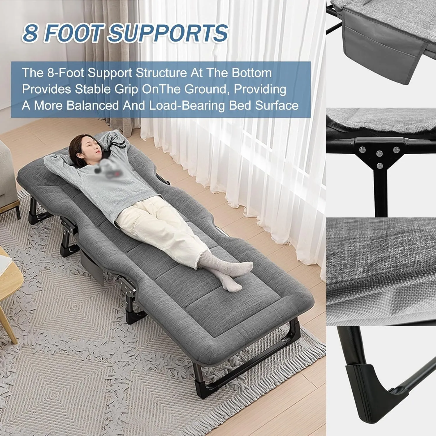 Tent Camping Cot, Portable Folding Cot,27.5in Widened Bed,with Cushion and Pillow,for Office Rest Or Outdoor Recreation