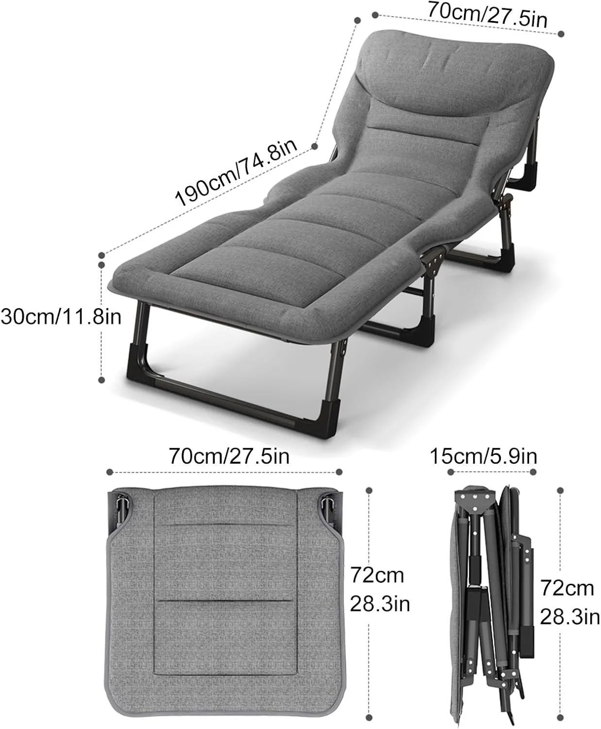 Tent Camping Cot, Portable Folding Cot,27.5in Widened Bed,with Cushion and Pillow,for Office Rest Or Outdoor Recreation
