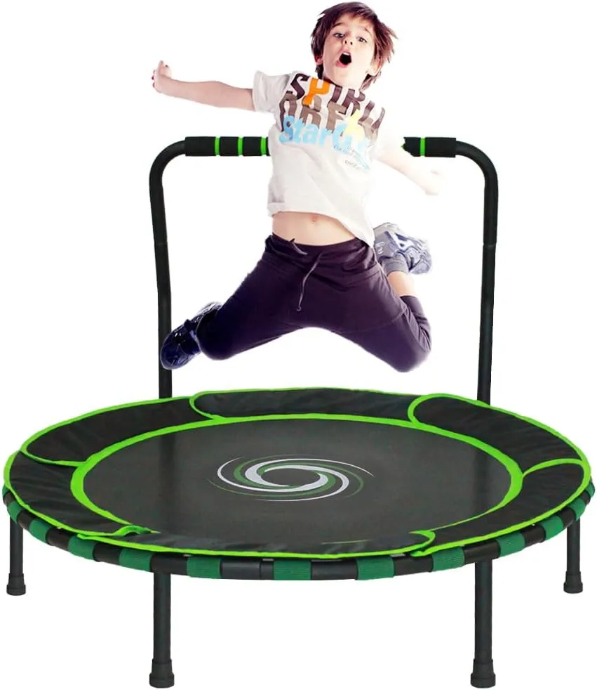 Toddler Trampoline High Elastic Kids Trampoline with Handle 36'' Foldable Trampoline for Kids Indoor Outdoor Exercise, Mini Trampoline with Safty Padded Cover for 3-9 Boys Girls Children, Toddlers