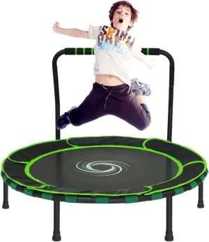 Toddler Trampoline High Elastic Kids Trampoline with Handle 36'' Foldable Trampoline for Kids Indoor Outdoor Exercise, Mini Trampoline with Safty Padded Cover for 3-9 Boys Girls Children, Toddlers