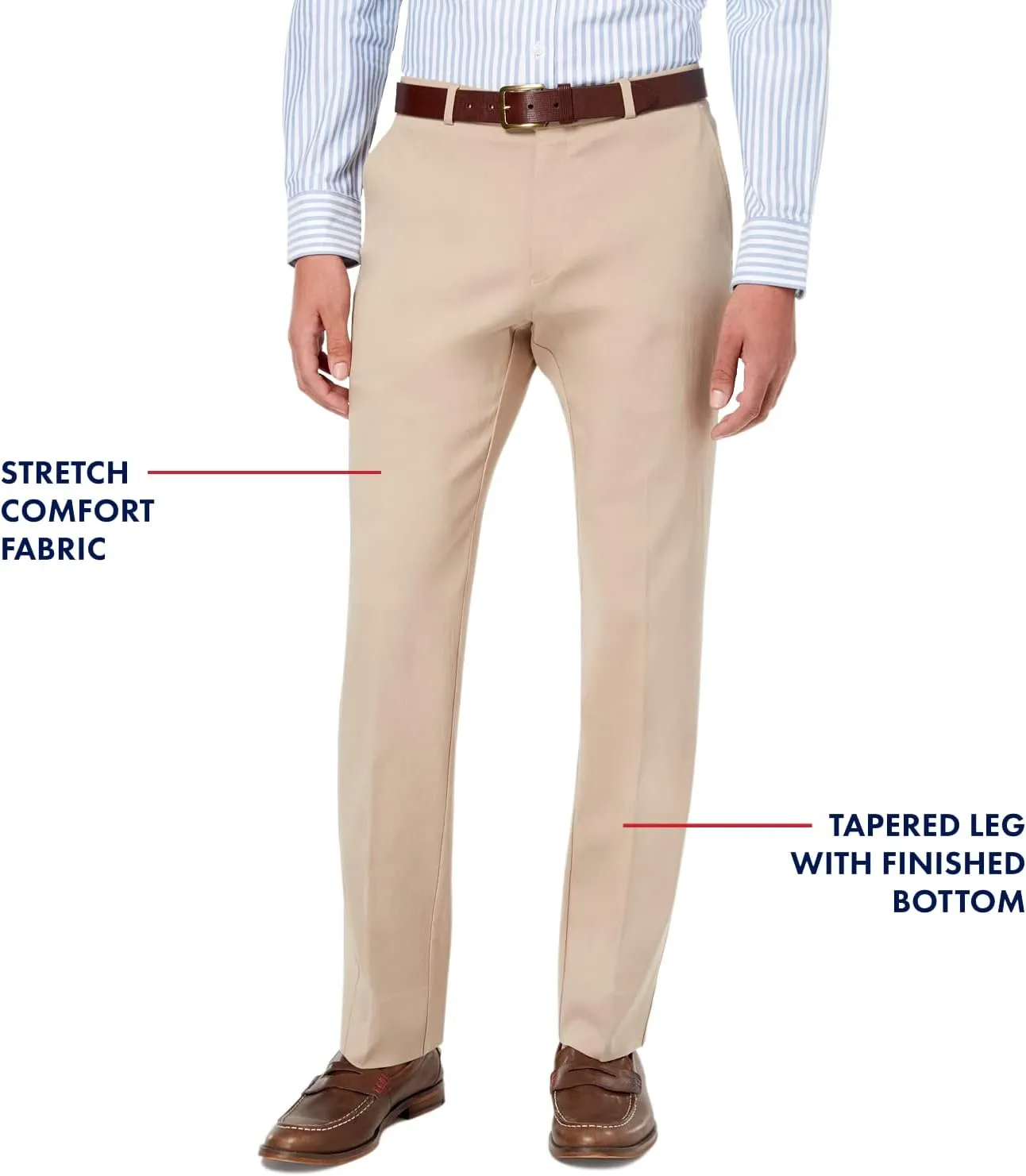 Tommy Hilfiger Men's Classic Stretch Chino Pants – Modern Fit, Wrinkle & Water-Resistant, Versatile & Comfortable