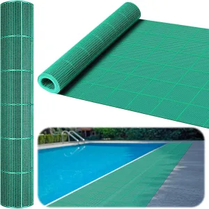 Tondiamo Drainage Pool Flooring Mats Swimming Pool Non Slip Mat PVC Splash Matting Mesh Hollow Doormat Roll for Outdoor Indoor Patio Restaurant Garage Kitchen Bathroom Bars(3 x 10 ft,Green)