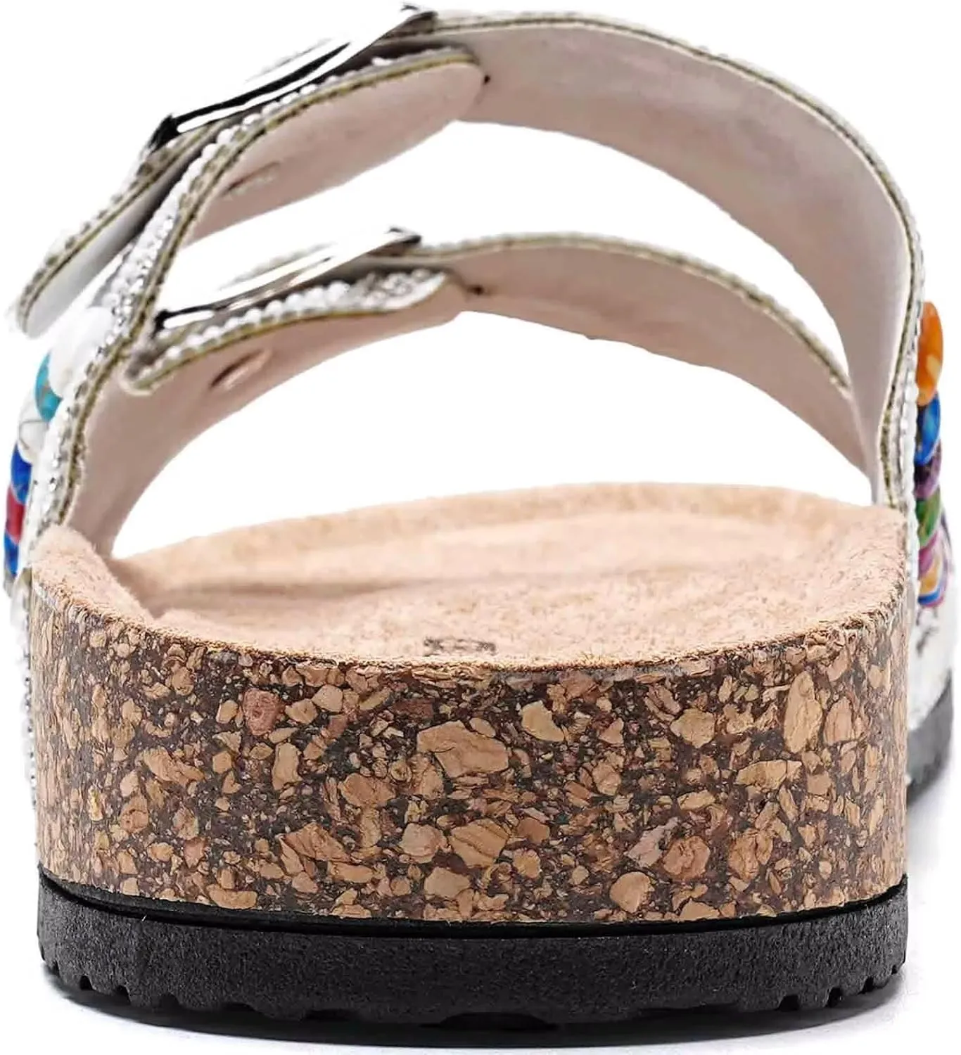 Torotto Womens Slides with Cork Footbed Open Toe Adjustable Webbing Flat Sandals for Walking | Beach | Indoor