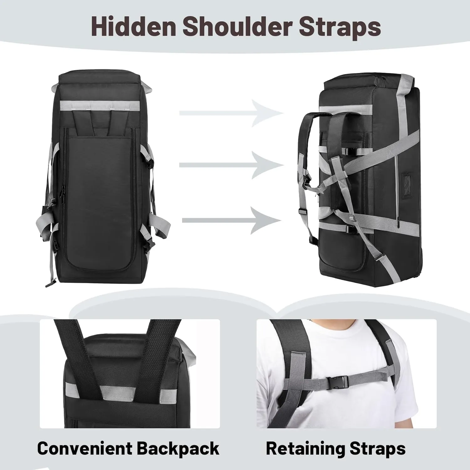 Travel Duffle Bag with Wheels, 89L Large Capacity Rolling Duffle Bag for Travel, Duffle Roller Bags Rolling Luggage Bag with Multi-pocket for Travel (30.7in*12.6in*13in)