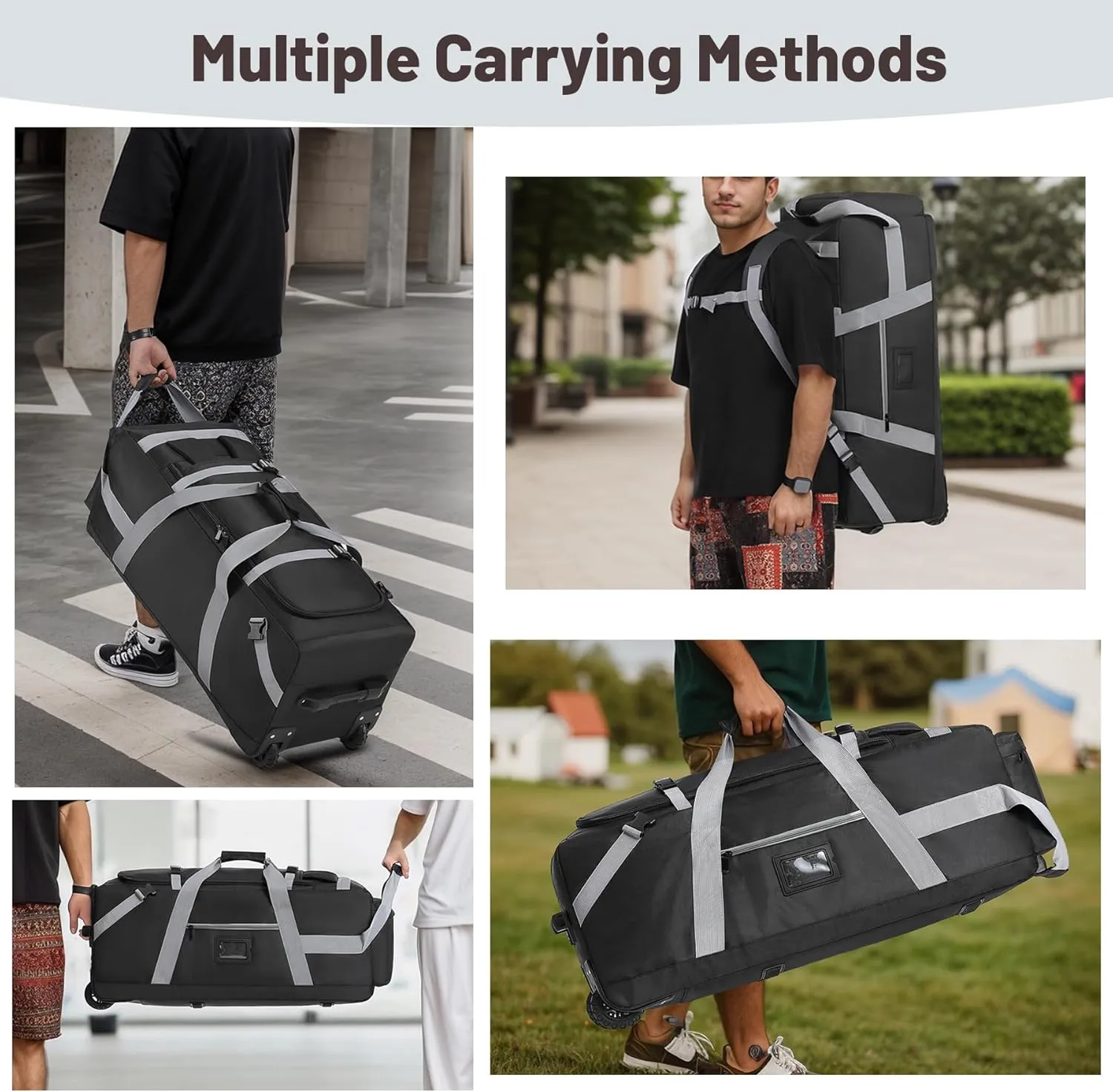 Travel Duffle Bag with Wheels, 89L Large Capacity Rolling Duffle Bag for Travel, Duffle Roller Bags Rolling Luggage Bag with Multi-pocket for Travel (30.7in*12.6in*13in)