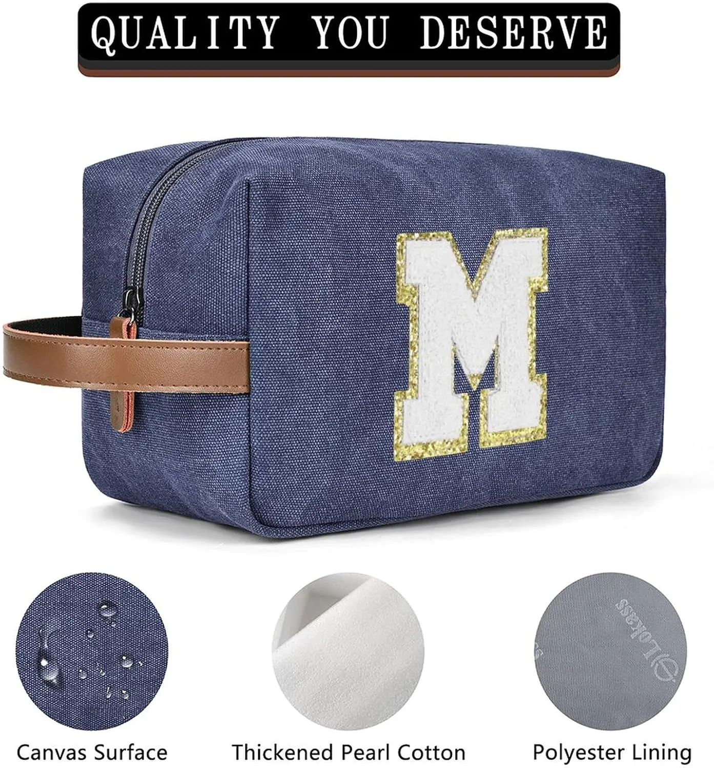 Travel Toiletry Bag for Men Initials - Graduation Gifts for Him, Personalized Shaving Kit Bag Hanging Dopp Kit - Travel Essentials, Bathroom Shower Bag for Toiletries Accessories Gifts for Men - M