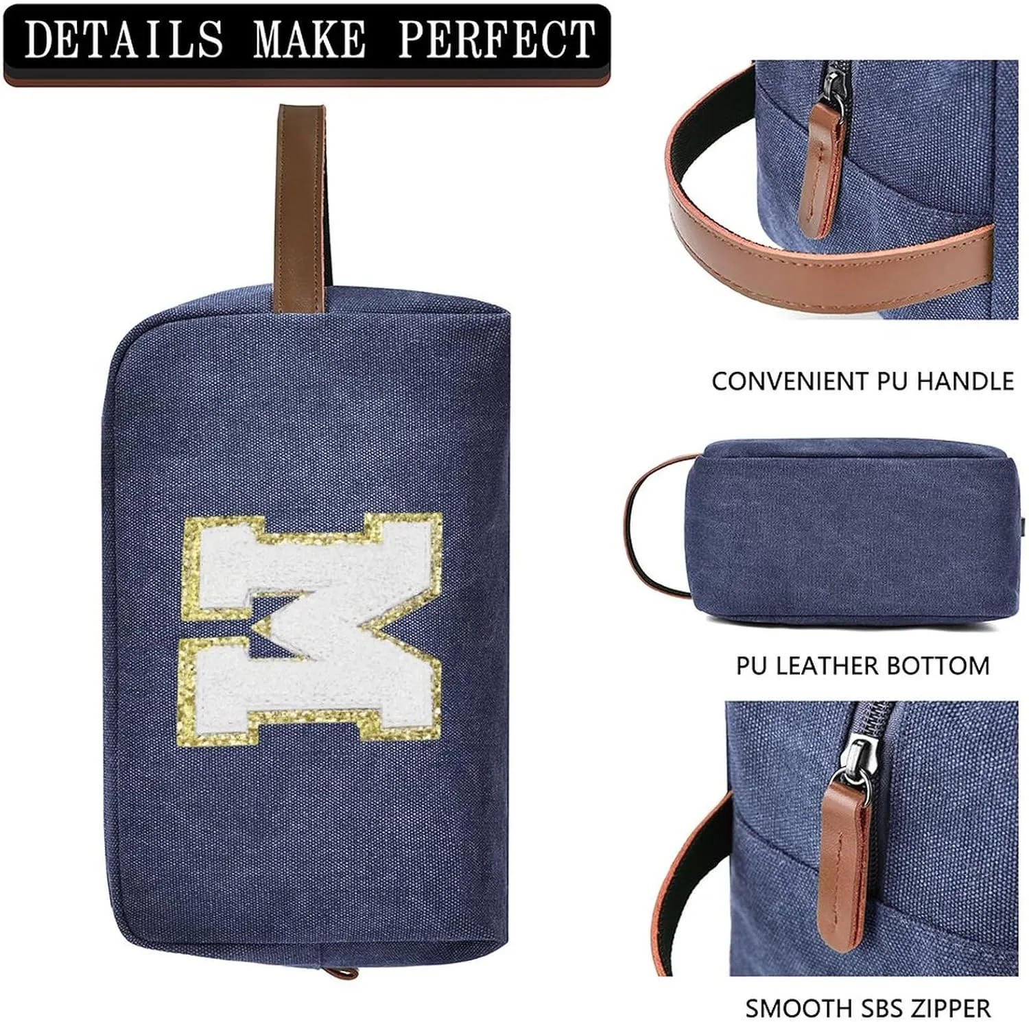 Travel Toiletry Bag for Men Initials - Graduation Gifts for Him, Personalized Shaving Kit Bag Hanging Dopp Kit - Travel Essentials, Bathroom Shower Bag for Toiletries Accessories Gifts for Men - M