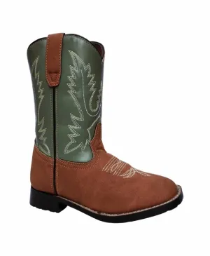 TuffRider Toddler's Congaree Rounded Toe Western Boot- Tan with Sage- 4T