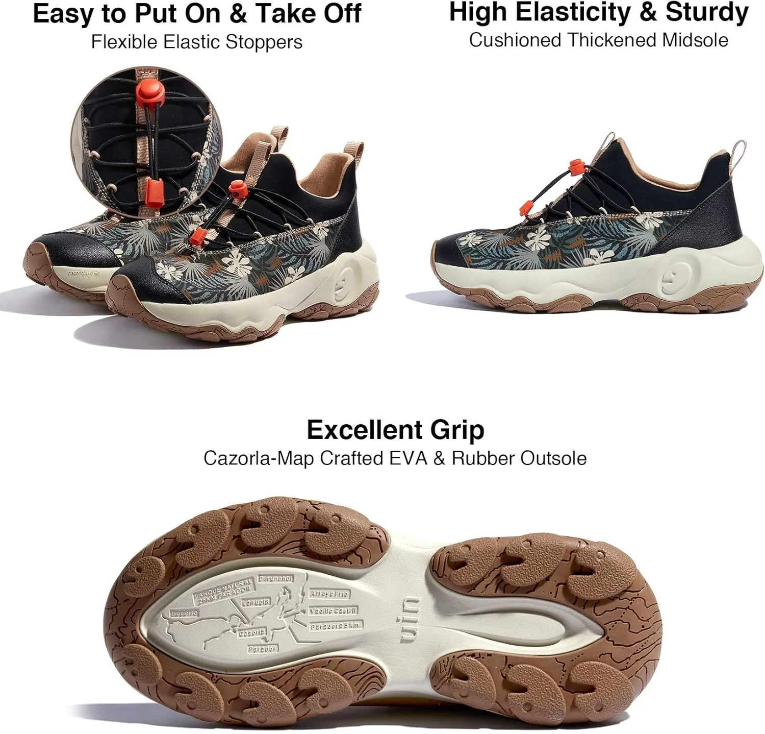 UIN Women's Walking Travel Shoes Slip On Outdoor Non-Slip Lightweight Comfort Hiking Sneaker Cazorla