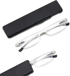 Ultra thin Lightweight Folding Reading Glasses Women Men TR90 Blue Light Blocking Anti UV/Eyestrain Foldable Compact Computer Readers Portable Unique Stretchable Slim Flat case Clear  1.25