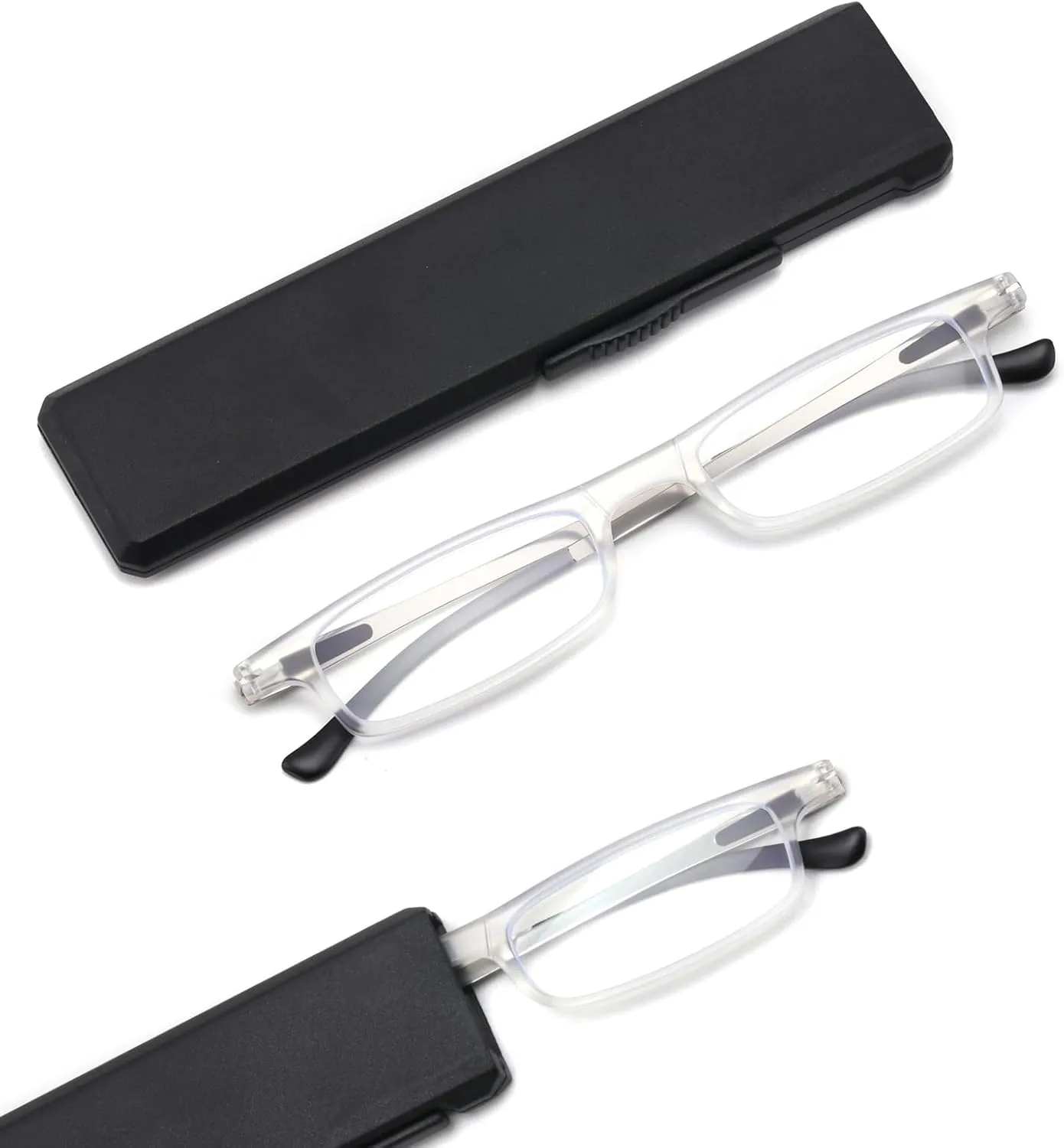 Ultra thin Lightweight Folding Reading Glasses Women Men TR90 Blue Light Blocking Anti UV/Eyestrain Foldable Compact Computer Readers Portable Unique Stretchable Slim Flat case Clear  1.25