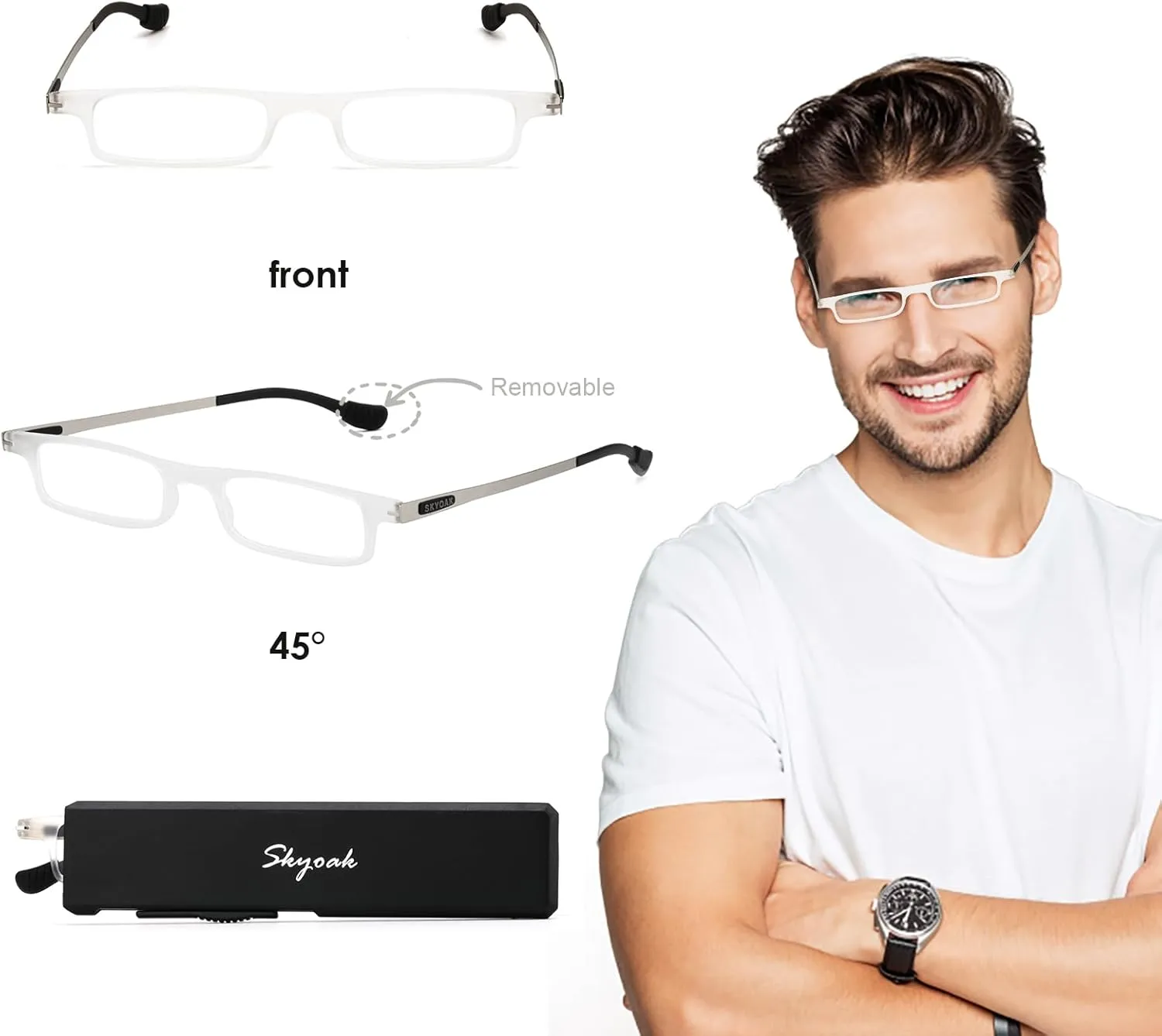 Ultra thin Lightweight Folding Reading Glasses Women Men TR90 Blue Light Blocking Anti UV/Eyestrain Foldable Compact Computer Readers Portable Unique Stretchable Slim Flat case Clear  1.25