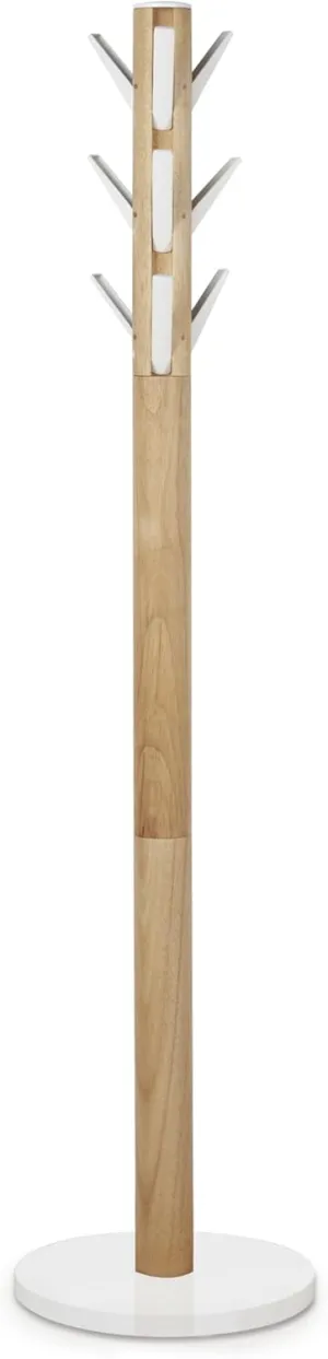 Umbra Flapper Coat Rack, Clothing Hanger, Umbrella Holder, and Hat Organizer, Great for Entryway, White Natural