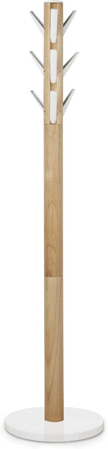 Umbra Flapper Coat Rack, Clothing Hanger, Umbrella Holder, and Hat Organizer, Great for Entryway, White Natural