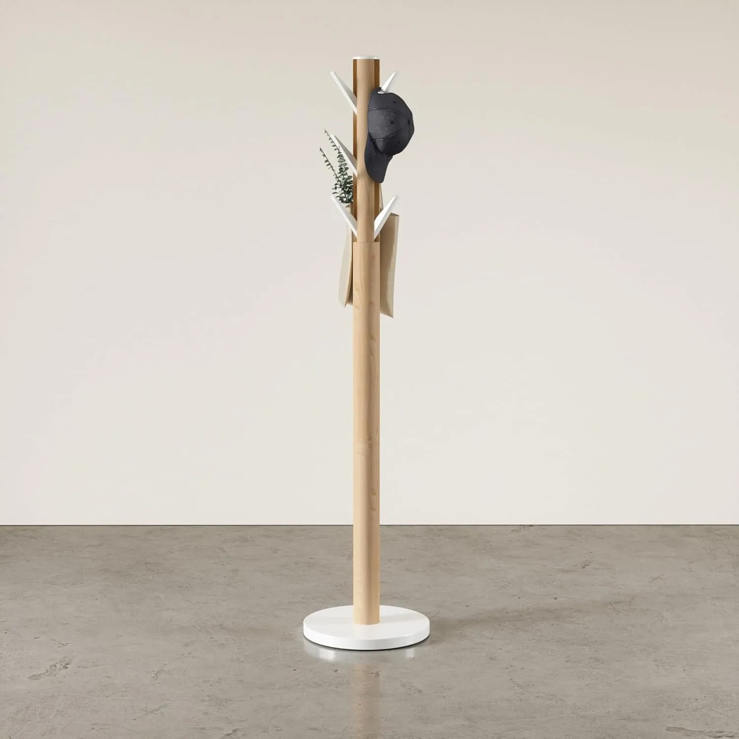 Umbra Flapper Coat Rack, Clothing Hanger, Umbrella Holder, and Hat Organizer, Great for Entryway, White Natural