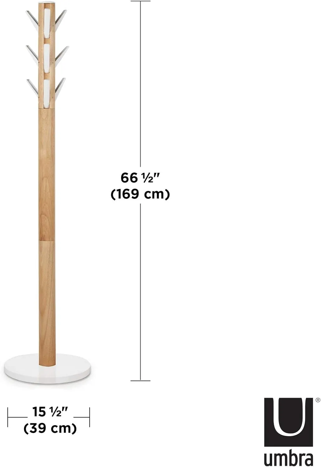 Umbra Flapper Coat Rack, Clothing Hanger, Umbrella Holder, and Hat Organizer, Great for Entryway, White Natural