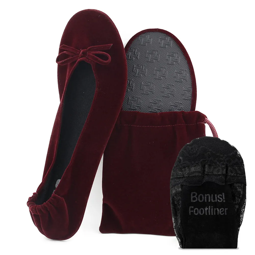 Velvet Ballet Flats Foldable Flats Women's Shoes