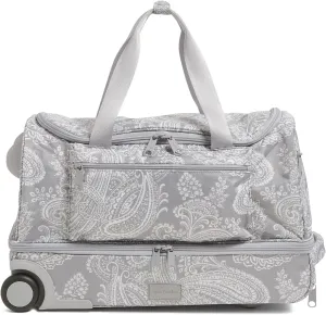 Vera Bradley Recycled Ripstop Foldable Rolling Duffle Bag, Cloud Gray Paisley