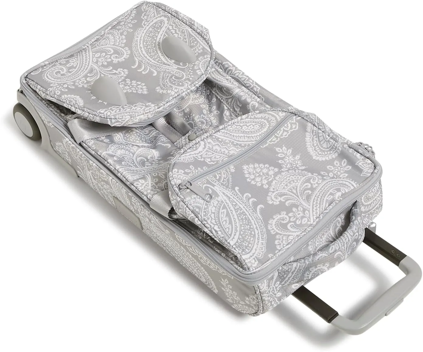 Vera Bradley Recycled Ripstop Foldable Rolling Duffle Bag, Cloud Gray Paisley